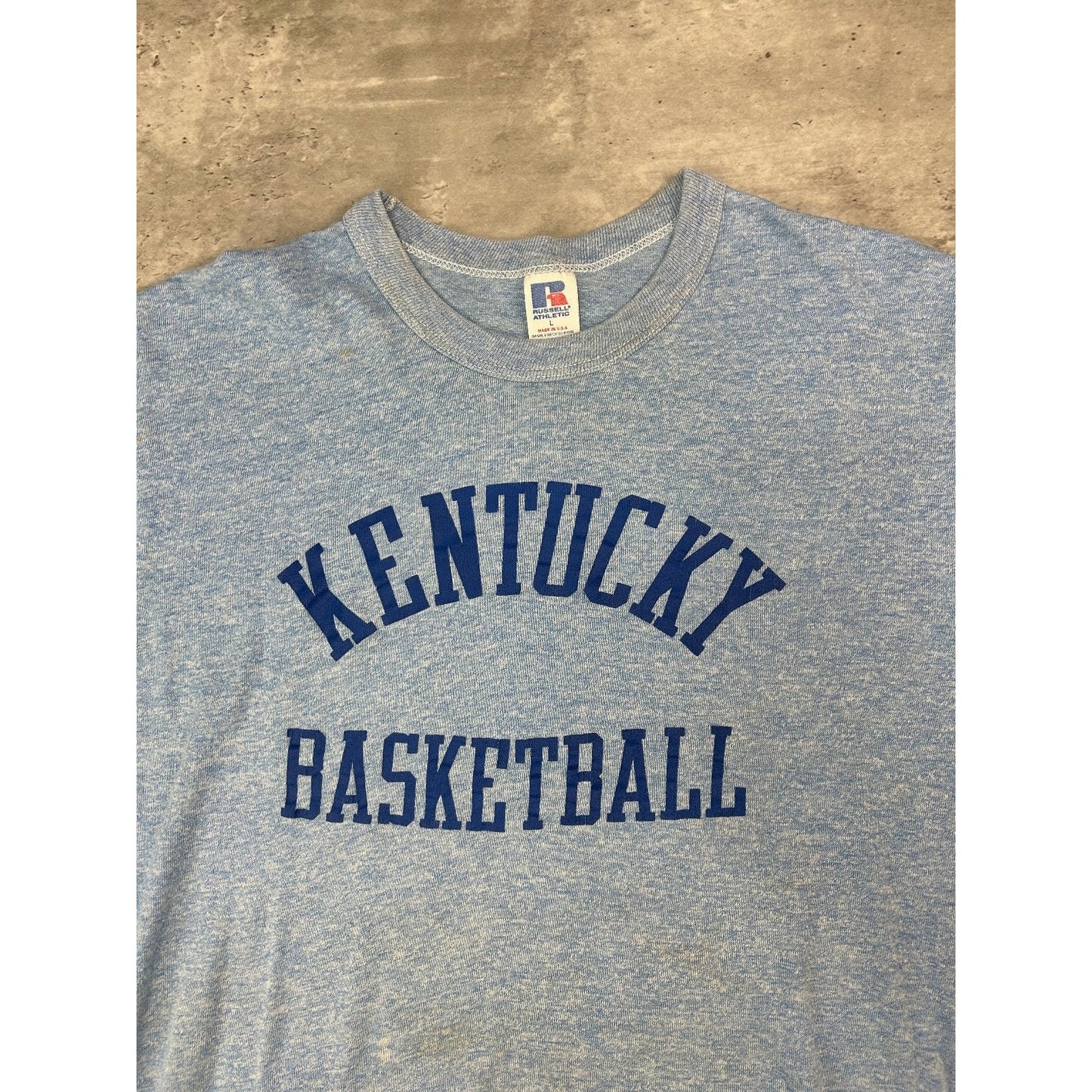 Vintage 80s Kentucky Wildcats NCAA Basketball Spellout Graphic T-Shirt Sz Large