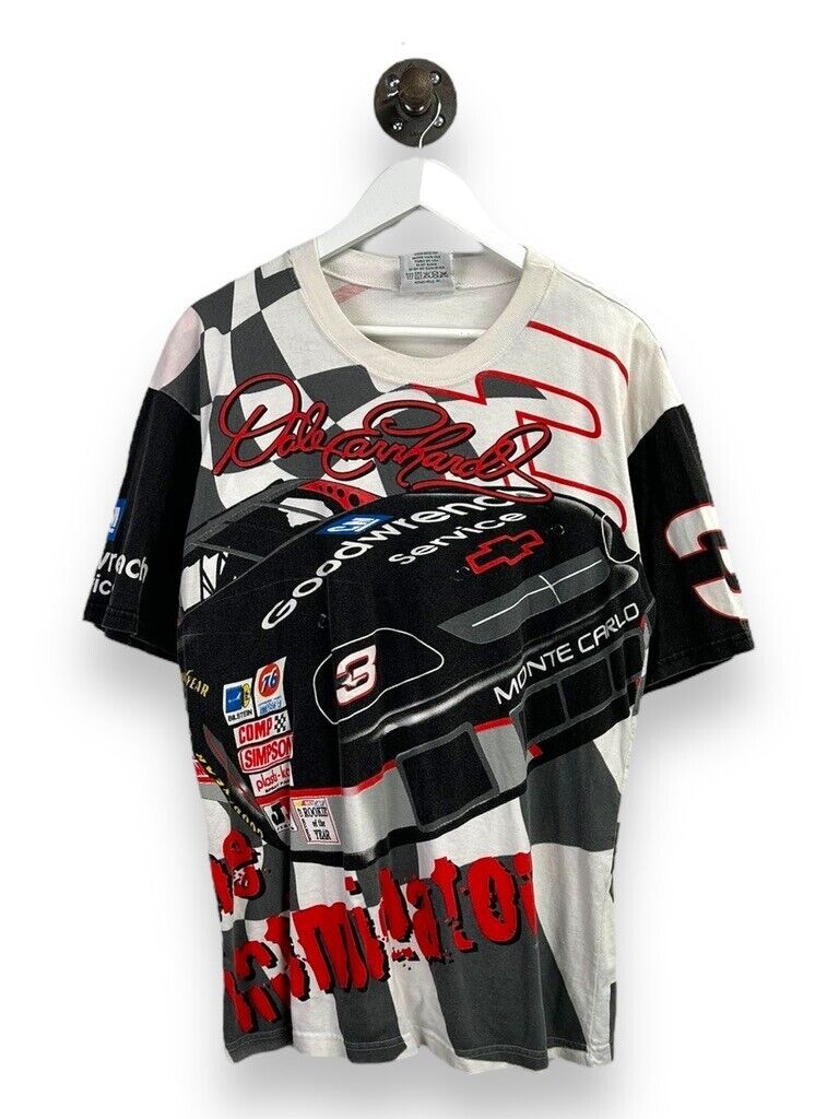 Vtg 90s Dale Earnhardt #3 The Intimidator Nascar AOP Graphic T-Shirt Sz Large