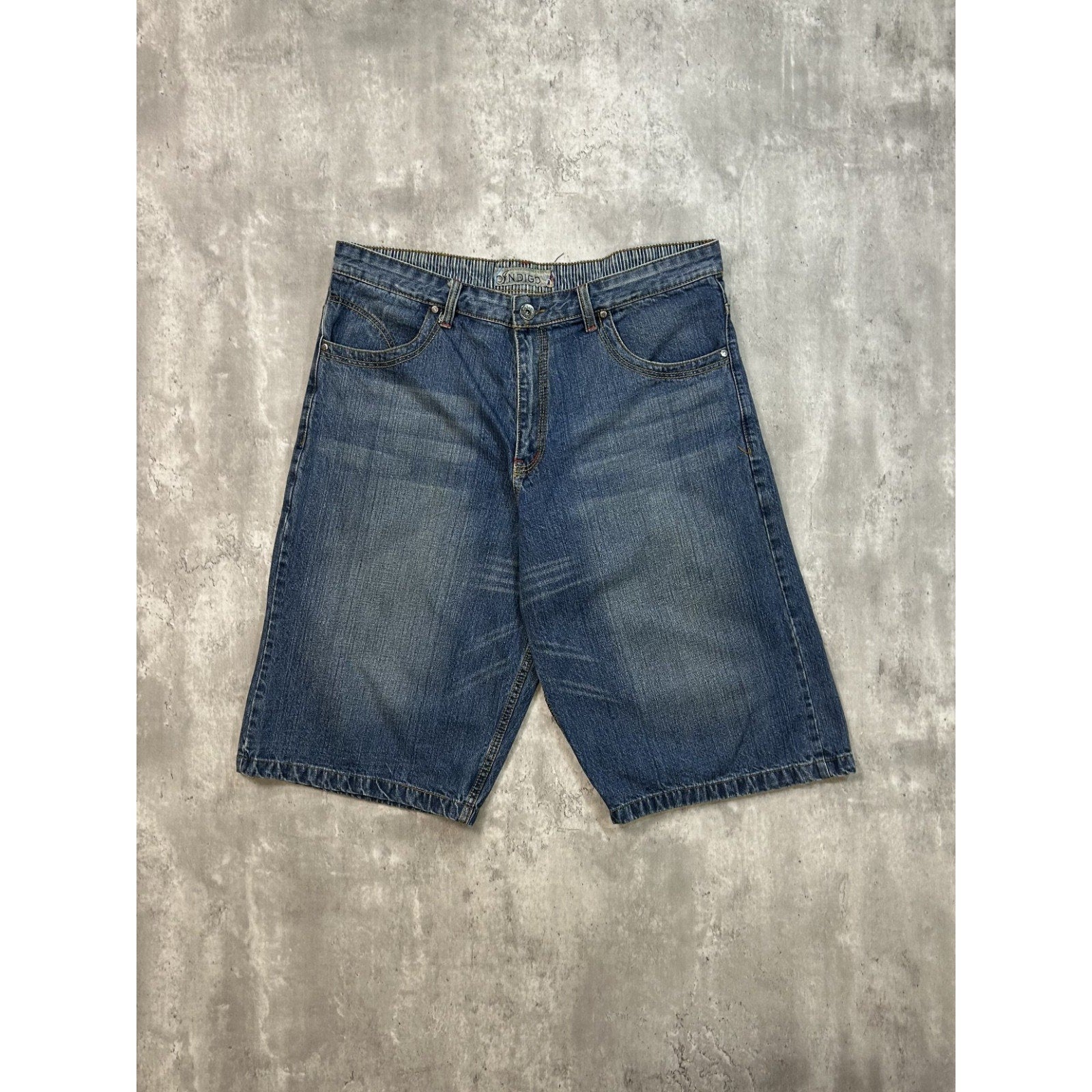 Vintage Y2K Indigo Dark Wash Faded Denim Shorts Size 41