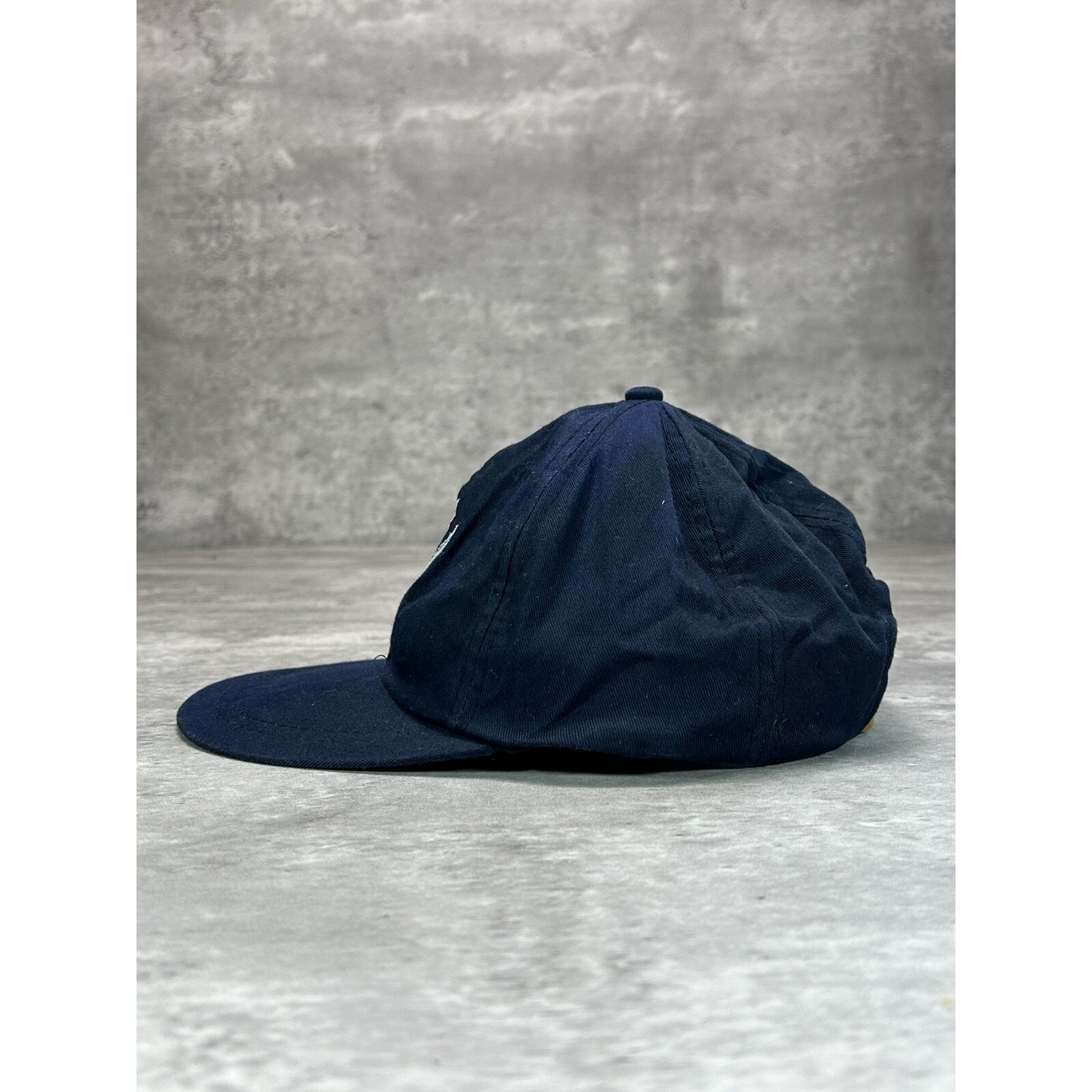 Vintage 90s Black Ice Beer Embroidered Spellout Strapback Hat OSFA Navy Blue