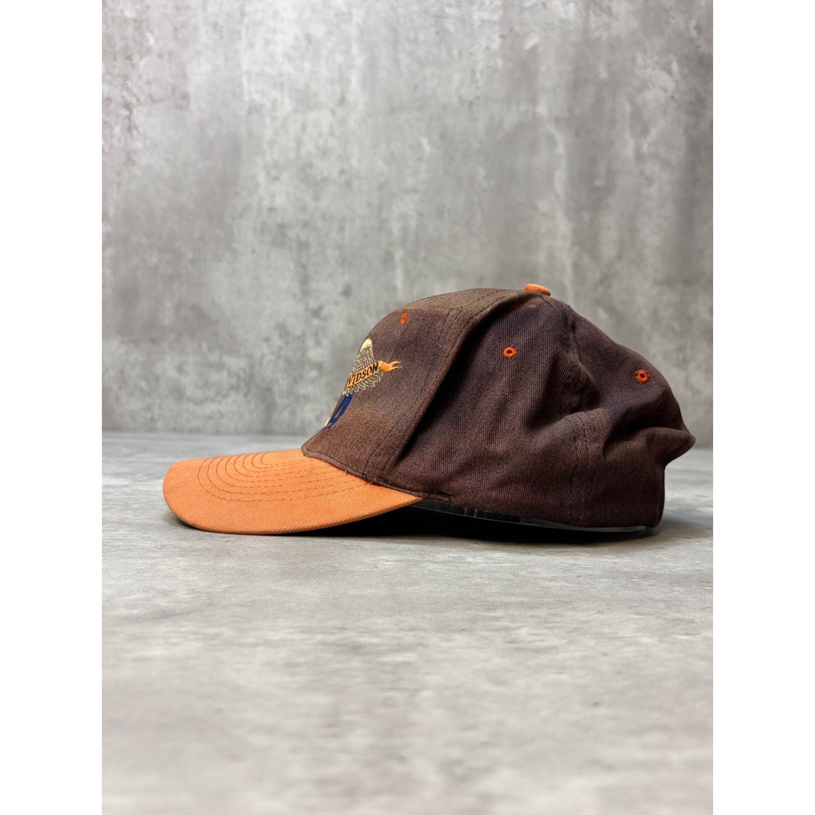 Vintage 90s Harley Davidson Embroidered Logo Spellout Snapback Hat OSFA