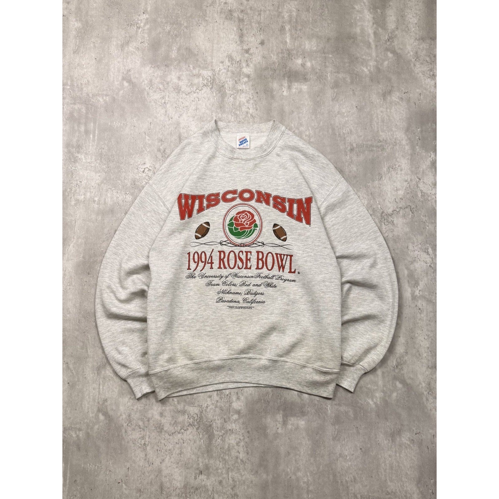 Vintage 1994 Wisconsin Badgers NCAA Rose Bowl Graphic Sweatshirt Size Medium