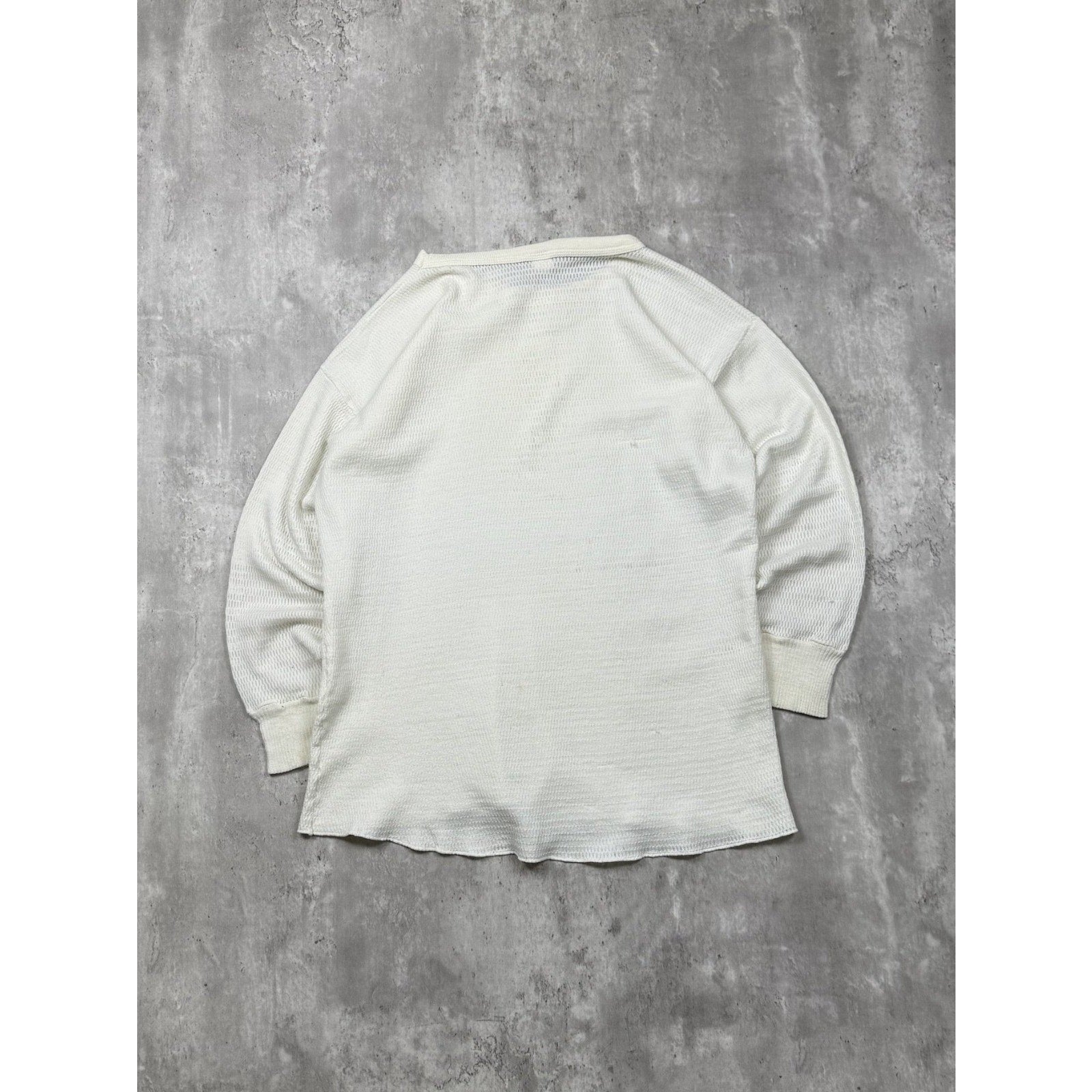Vintage 1970s Hanes Waffle Print Thermal Long Sleeve T-Shirt Size XL