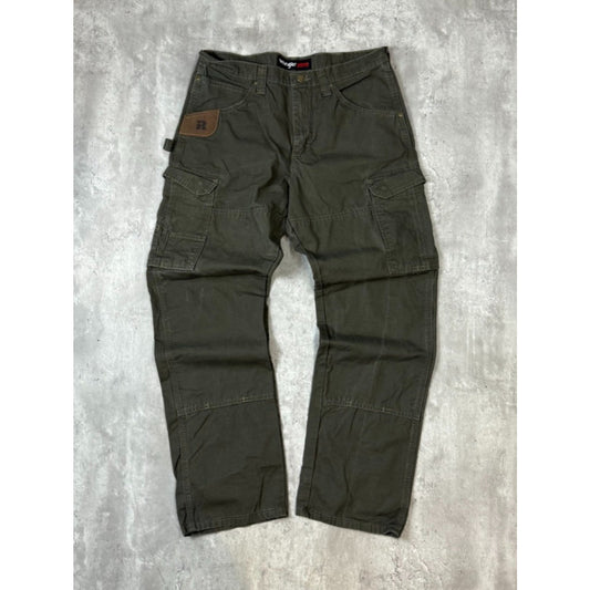 Vintage Wrangler Riggs Ripstop Canvas Workwear Carpenter Pants Size 35 Green