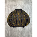 Vintage 90s Tony Stewart Abstract Striped Print Pullover Knit Sweater Size Large