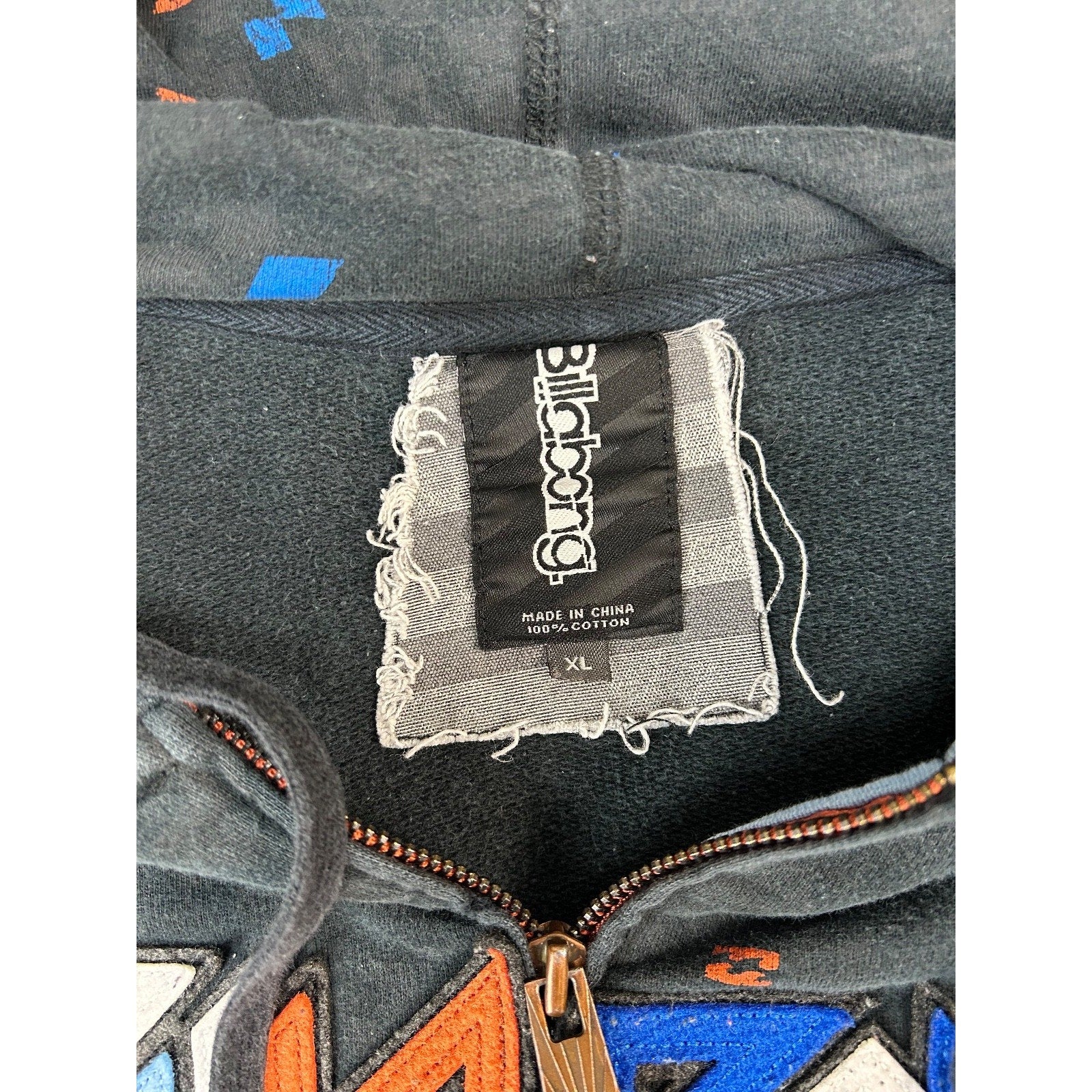 Vintage Y2K Billabong Embroidered Spellout Full Zip Hooded Sweatshirt Size XL