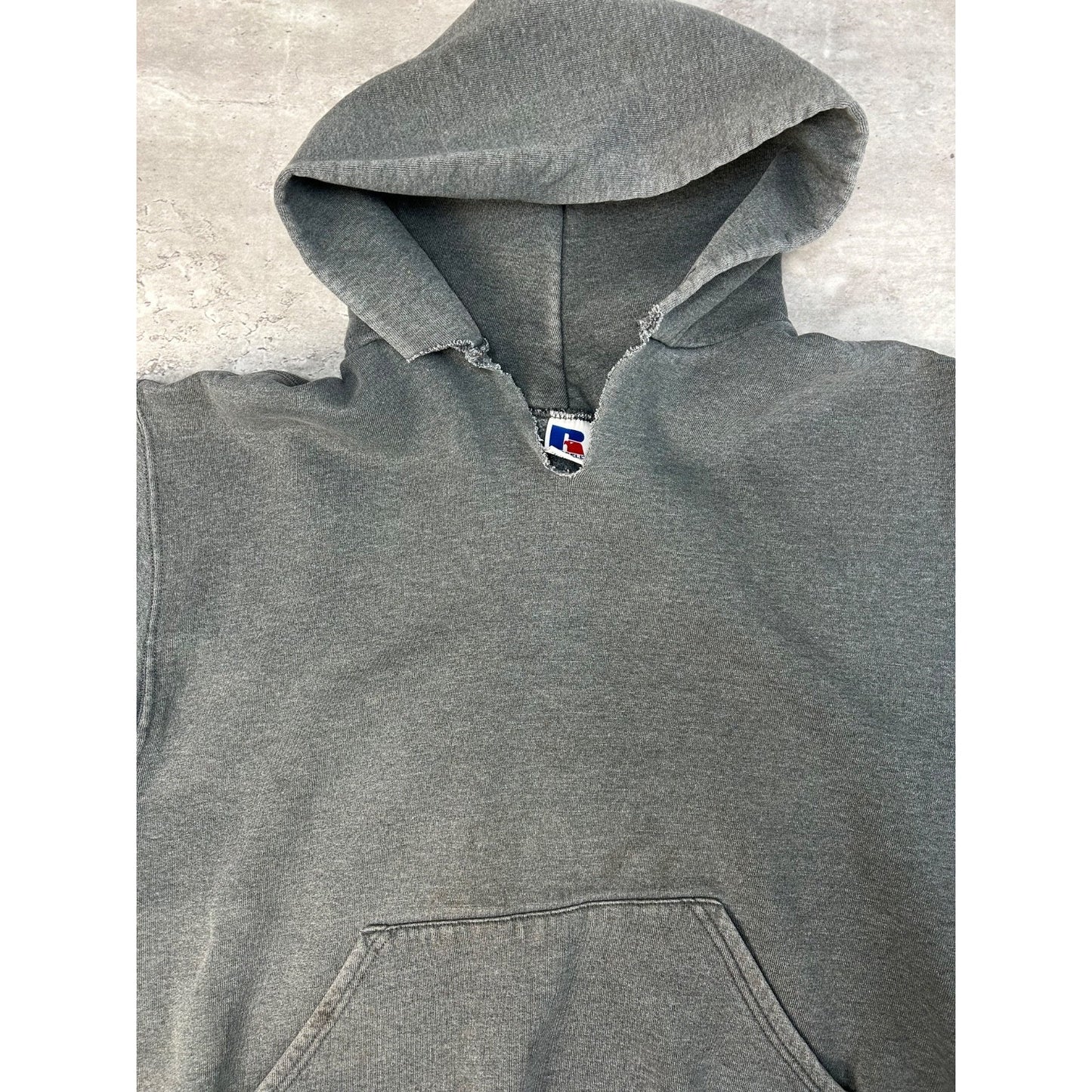 Vintage Russell Athletics Blank Pullover Charcoal Gray Hooded Sweatshirt Large