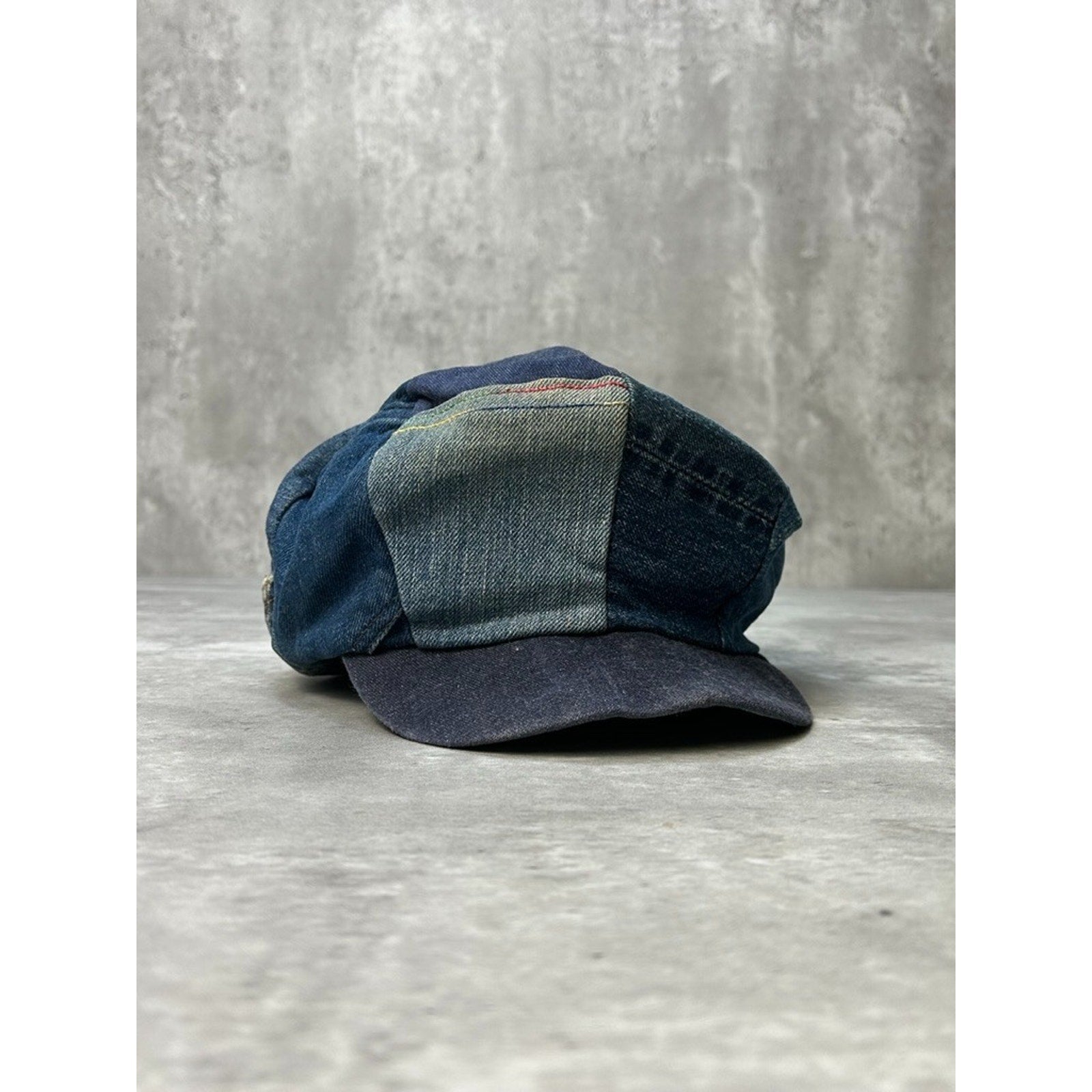 Vintage 80s/90s Patchwork Denim Newsboy Hat Size Small