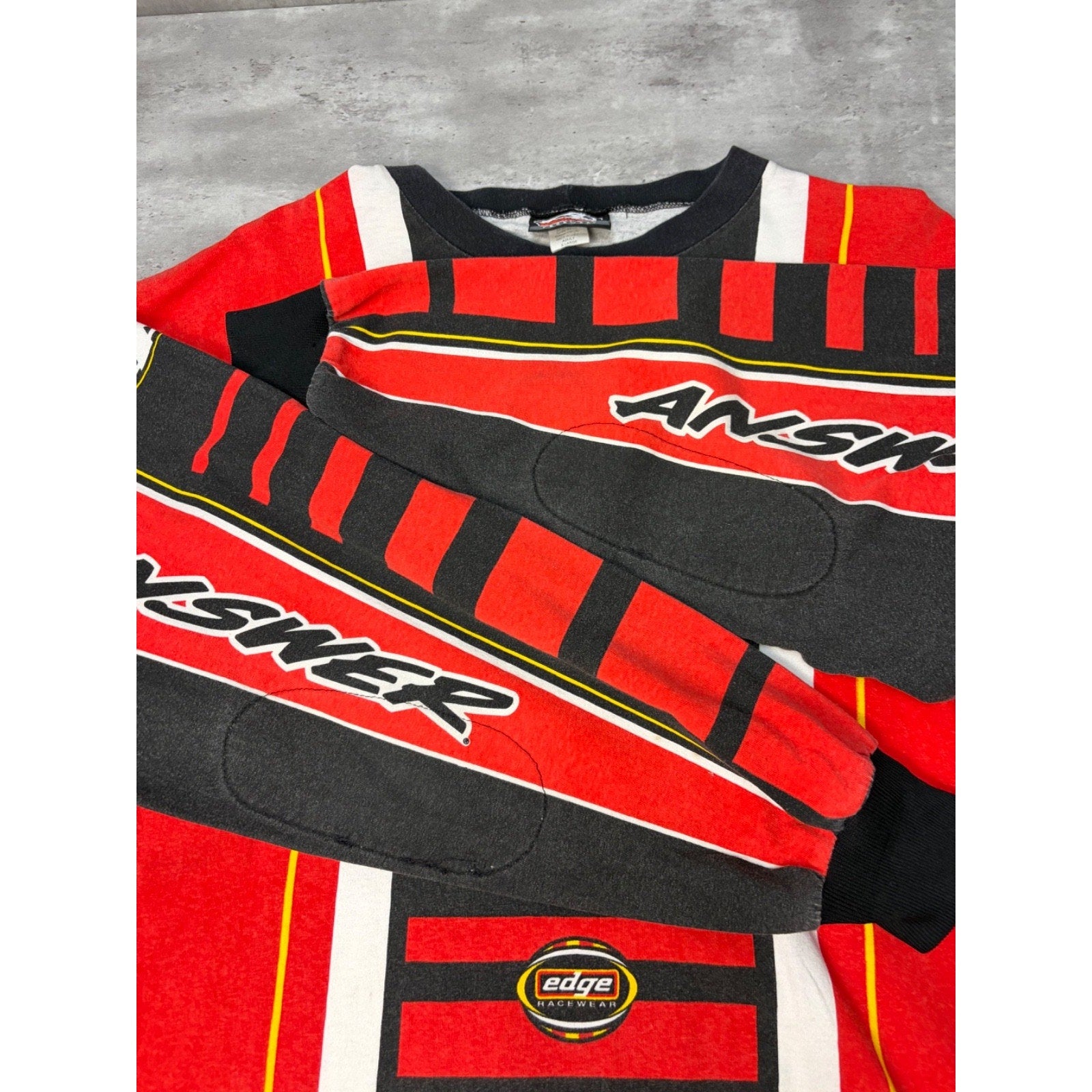Vintage 90s Answer All Over Print Long Sleeve Motocross Jersey Size XL