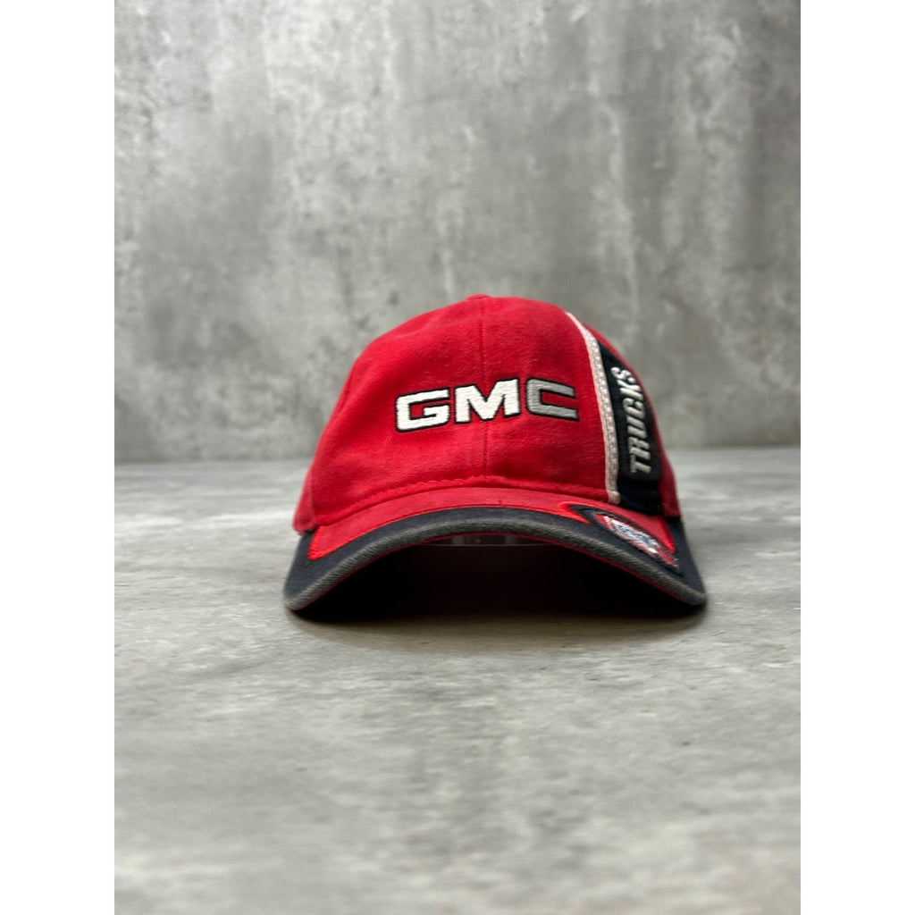 Vintage 90s GMC Embroidered Spellout Red Strapback Hat OSFA