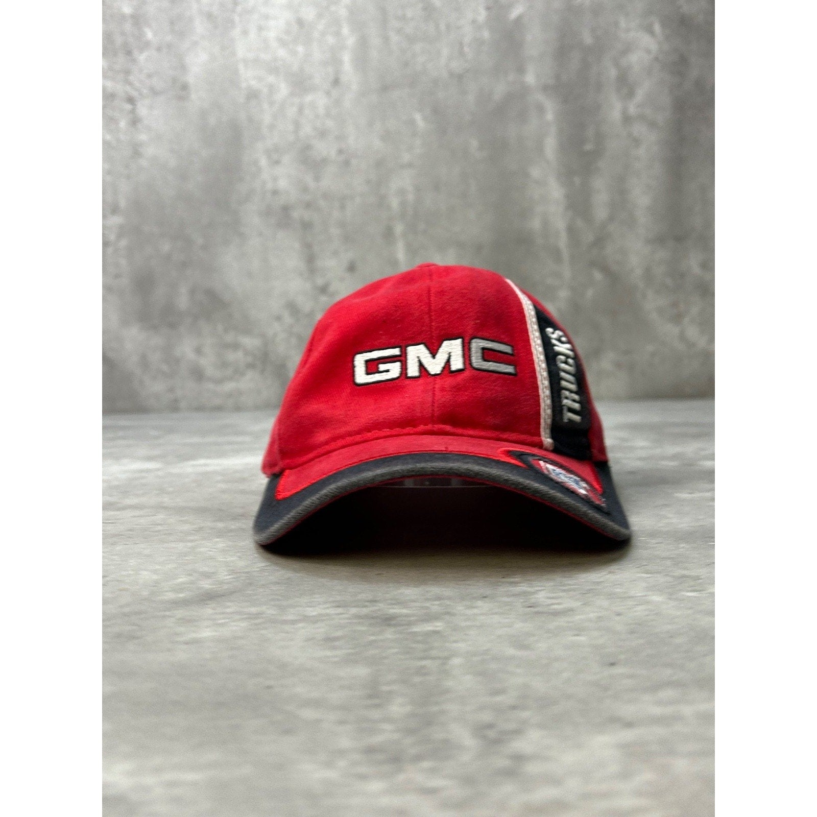 Vintage 90s GMC Embroidered Spellout Red Strapback Hat OSFA