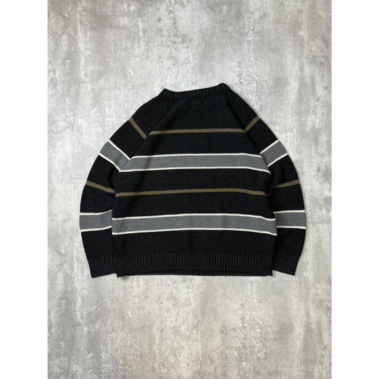Vintage 90s Earth Tone Striped Pullover Knit Sweater Size Large