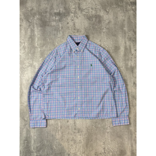 Vintage Polo Ralph Lauren Reworked Cropped Long Sleeve Button Up Shirt Sz Large