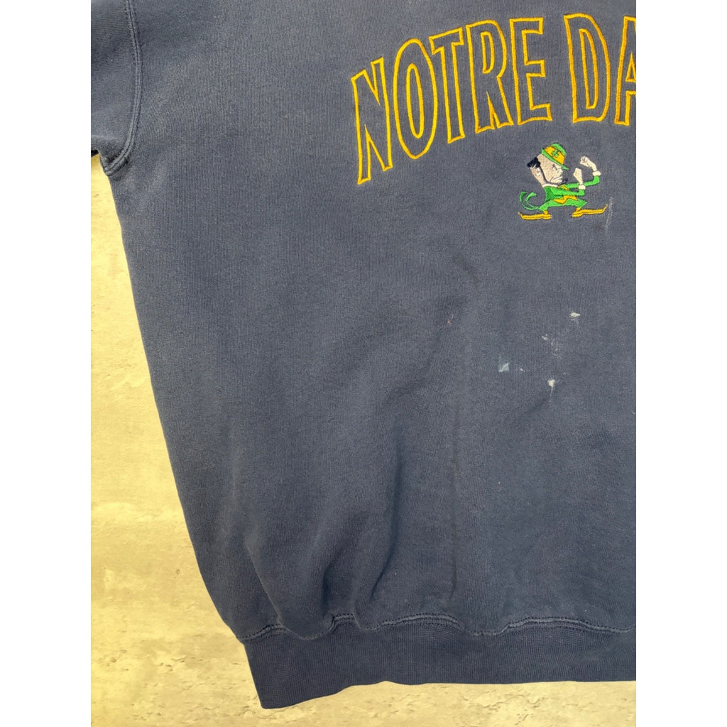 Vintage Notre Dame Fighting Irish Embroidered Spellout Logo Sweatshirt Size XL