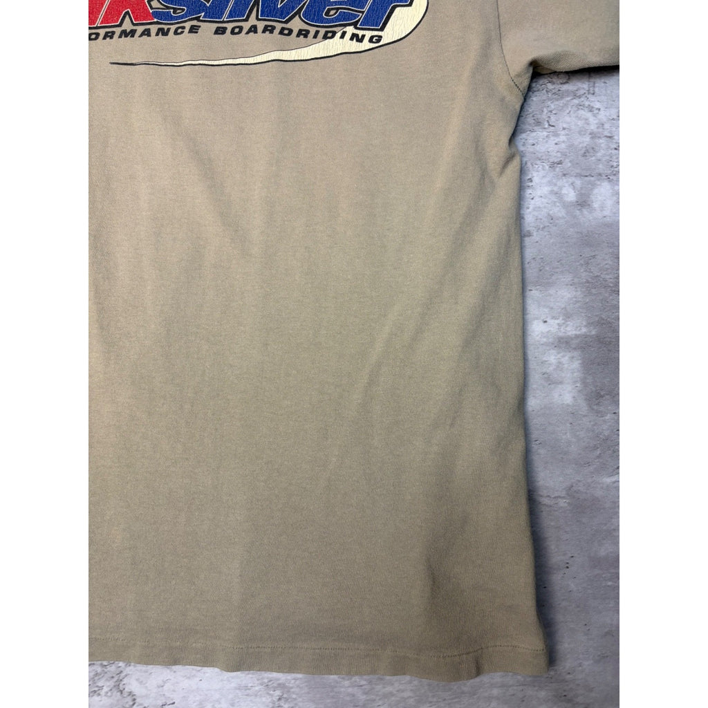 Vintage Y2K Quiksilver Advanced Boarding Two Tone Spellout Logo T-Shirt Sz Large