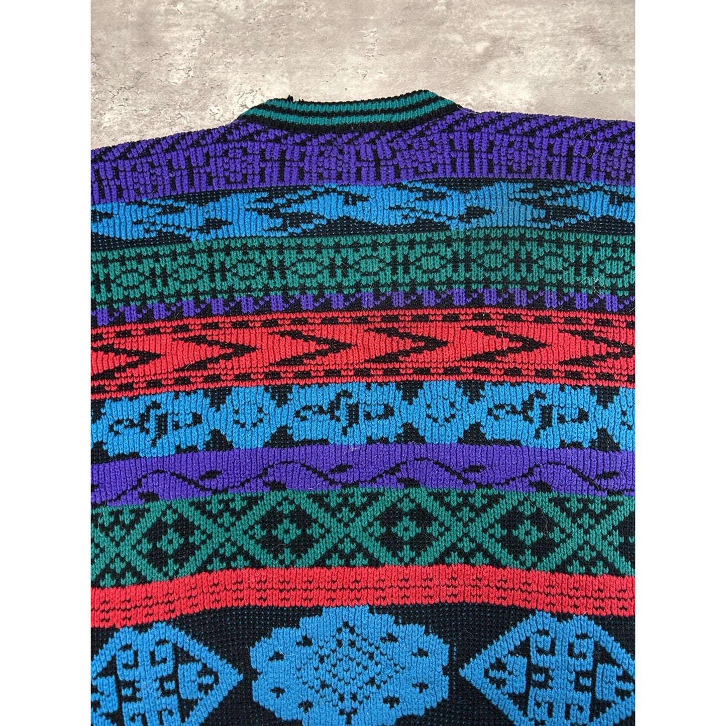 Vintage 80s/90s Bolt Abstract Striped Pullover Knit Sweater Size Large