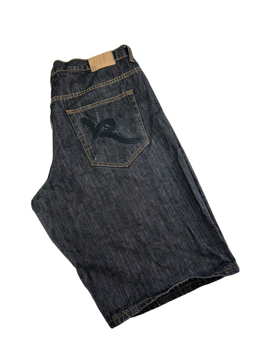 Vintage Y2K Rocawear Baggy Fit Wide Leg Black Denim Shorts Size 41