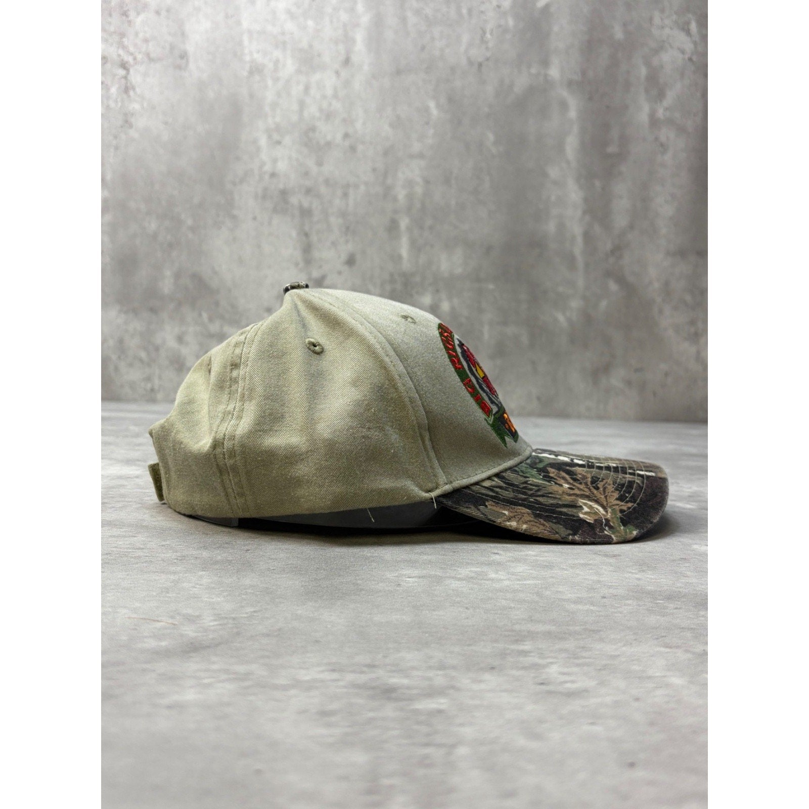 Vintage Big Rigs & Beer Embroidered Logo Bottle Opener Camo Strapback Hat OSFA