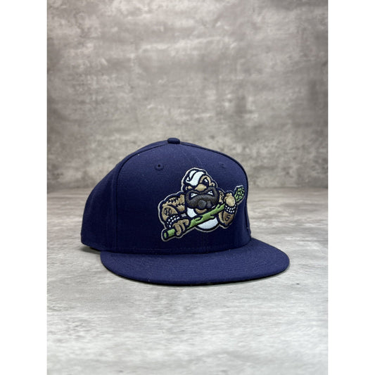 Stockton Ports MiLB Embroidered Logo Baseball Fitted Hat OSFA 7 1/2 Navy Blue