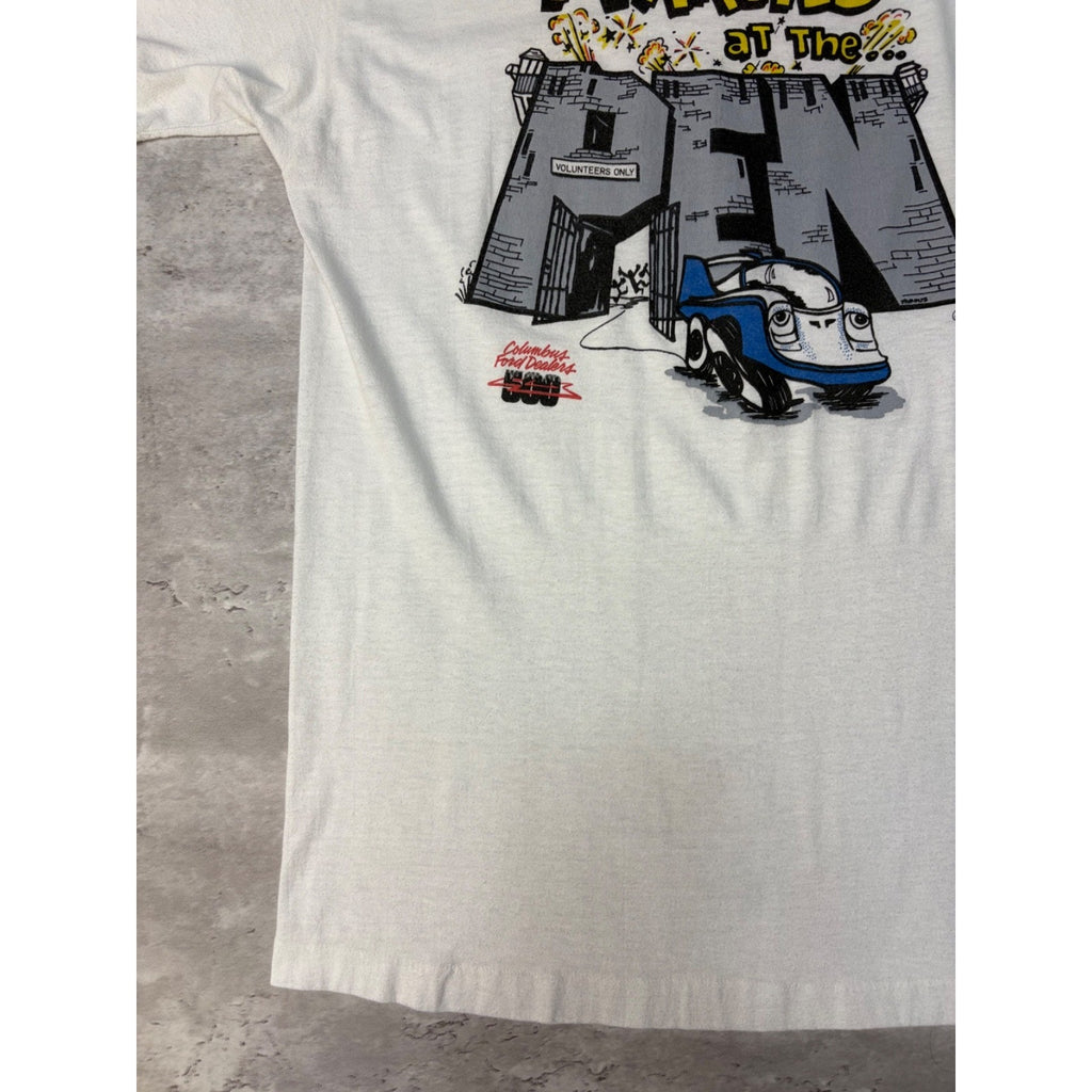 90s Columbus Ford Dealers 500 I Partied At The Pen Racing T-Shirt Size Large