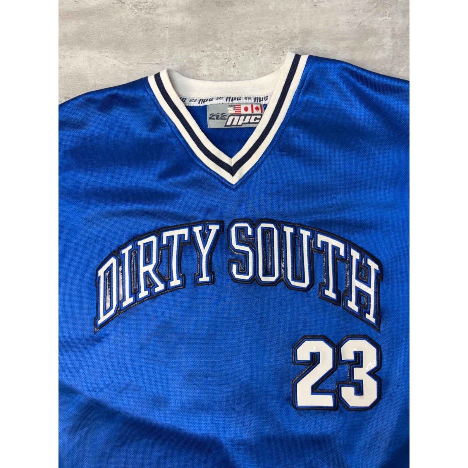 Vintage Y2K Dirty South #23 Stitched Arc Spellout Blue Football Jersey Size XL