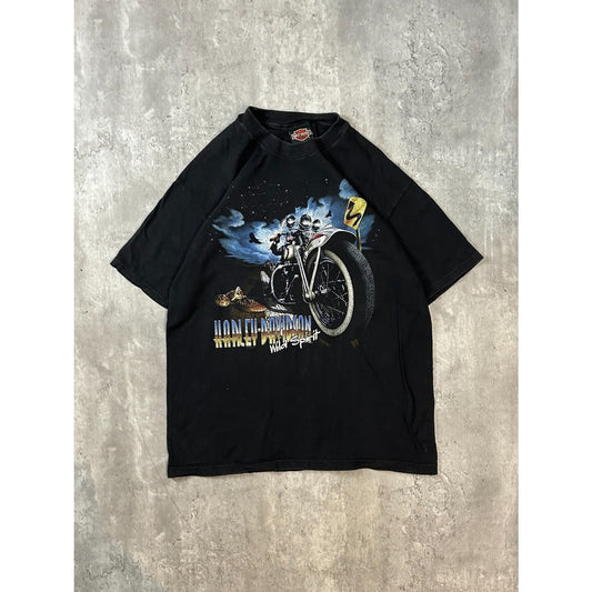 Vintage 90s Harley Davidson Wild Spirit Motorcycle Graphic T-Shirt Size Large