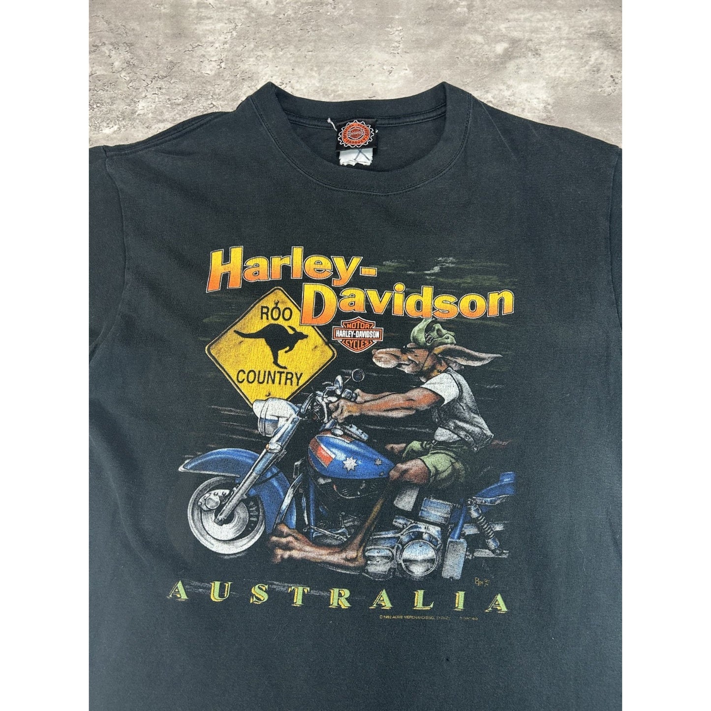 Vintage 2001 Harley Davidson Australia Kangaroo Motorcycle Graphic T-Shirt Sz L