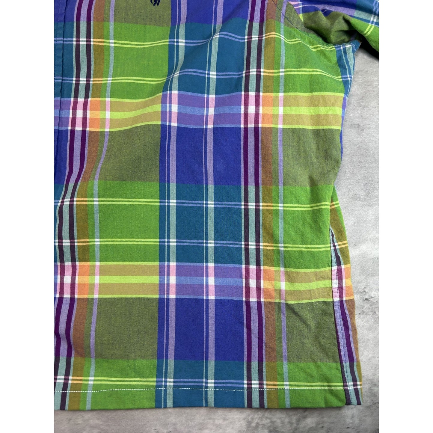 VTG Polo Ralph Lauren Plaid Short Sleeve Reworked Cropped Button Up Shirt Medium