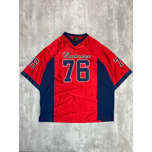 Vintage Budweiser #76 Stitched Beer Promo Football Jersey Size 2XL