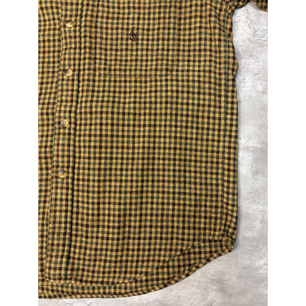 Vintage Nautica Embroidered Logo Long Sleeve Plaid Button Up Shirt Size Medium