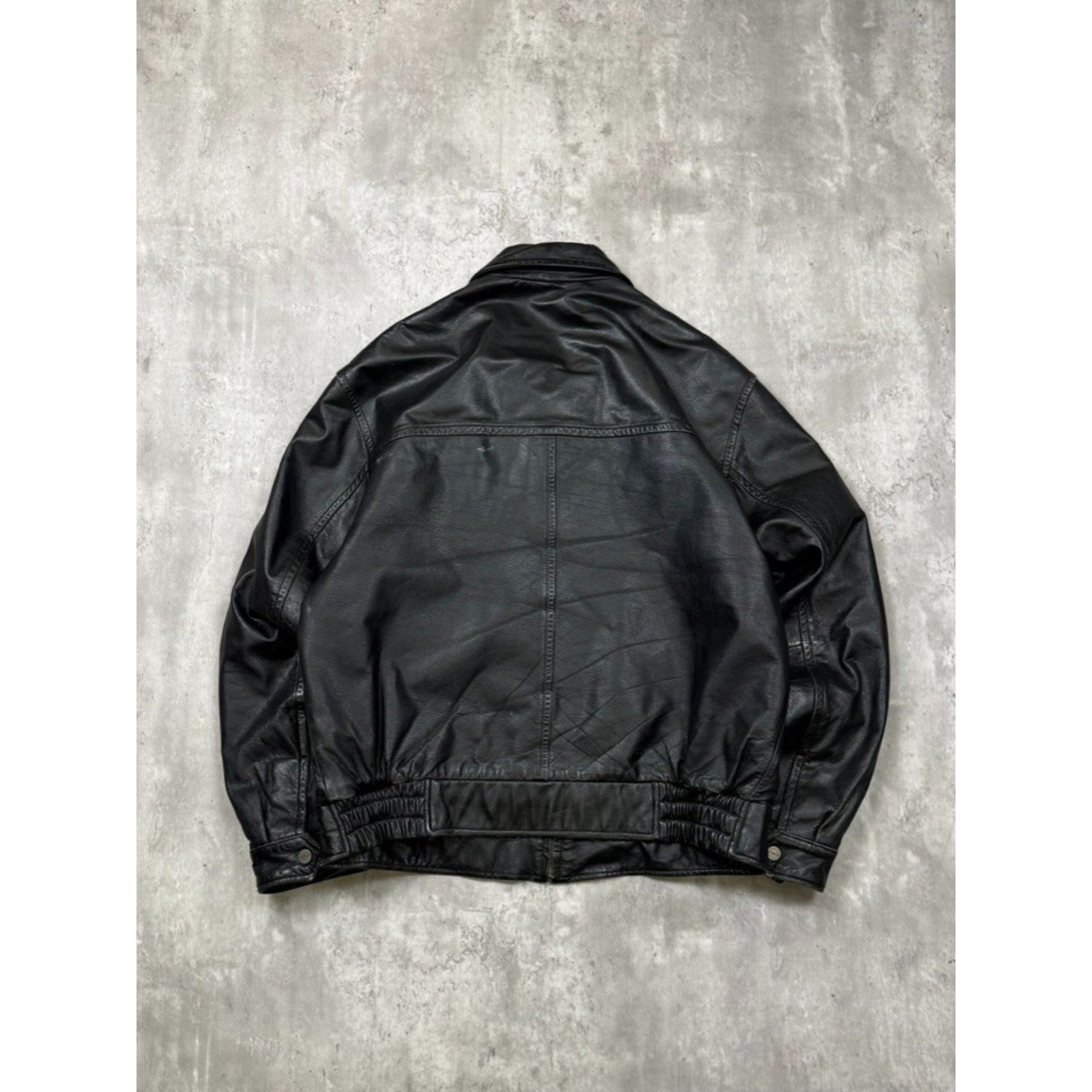 Vintage London Fog Full Zip Black Leather Bomber Jacket Size Medium