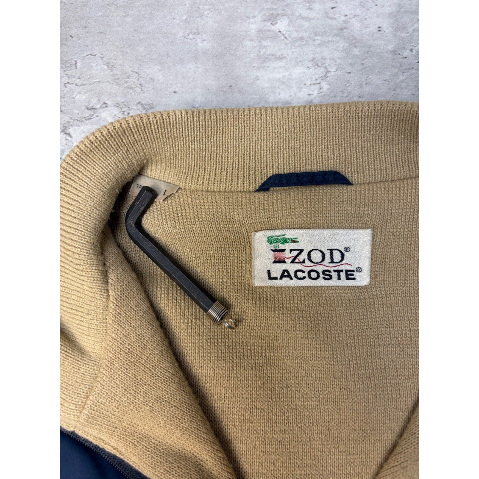 Vintage Izod Lacoste 1/4 Zip Pullover Bomber Jacket Size Large