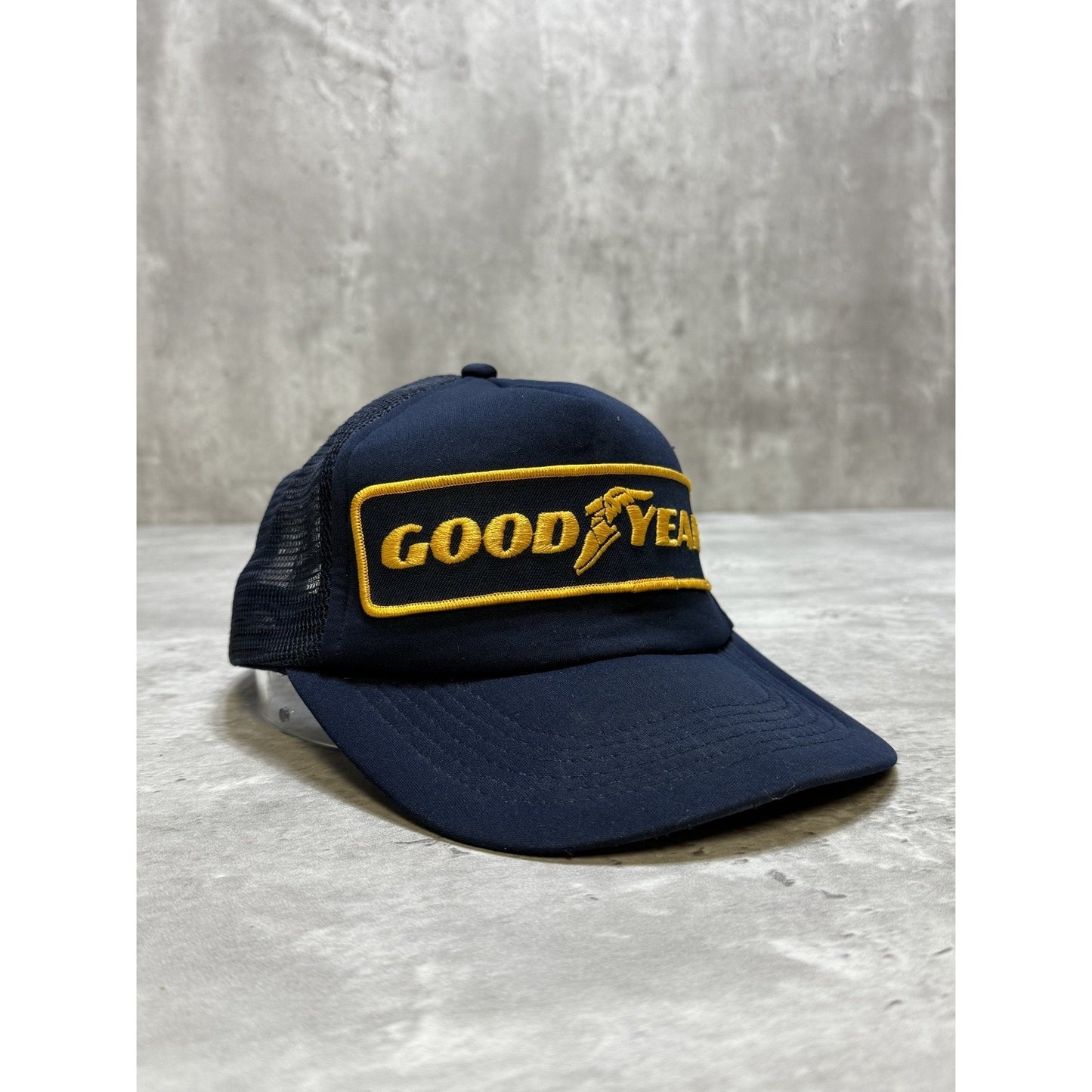Vintage 80s/90s Goodyear Embroidered Patch Trucker Snapback Hat OSFA