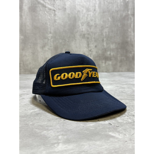 Vintage 80s/90s Goodyear Embroidered Patch Trucker Snapback Hat OSFA