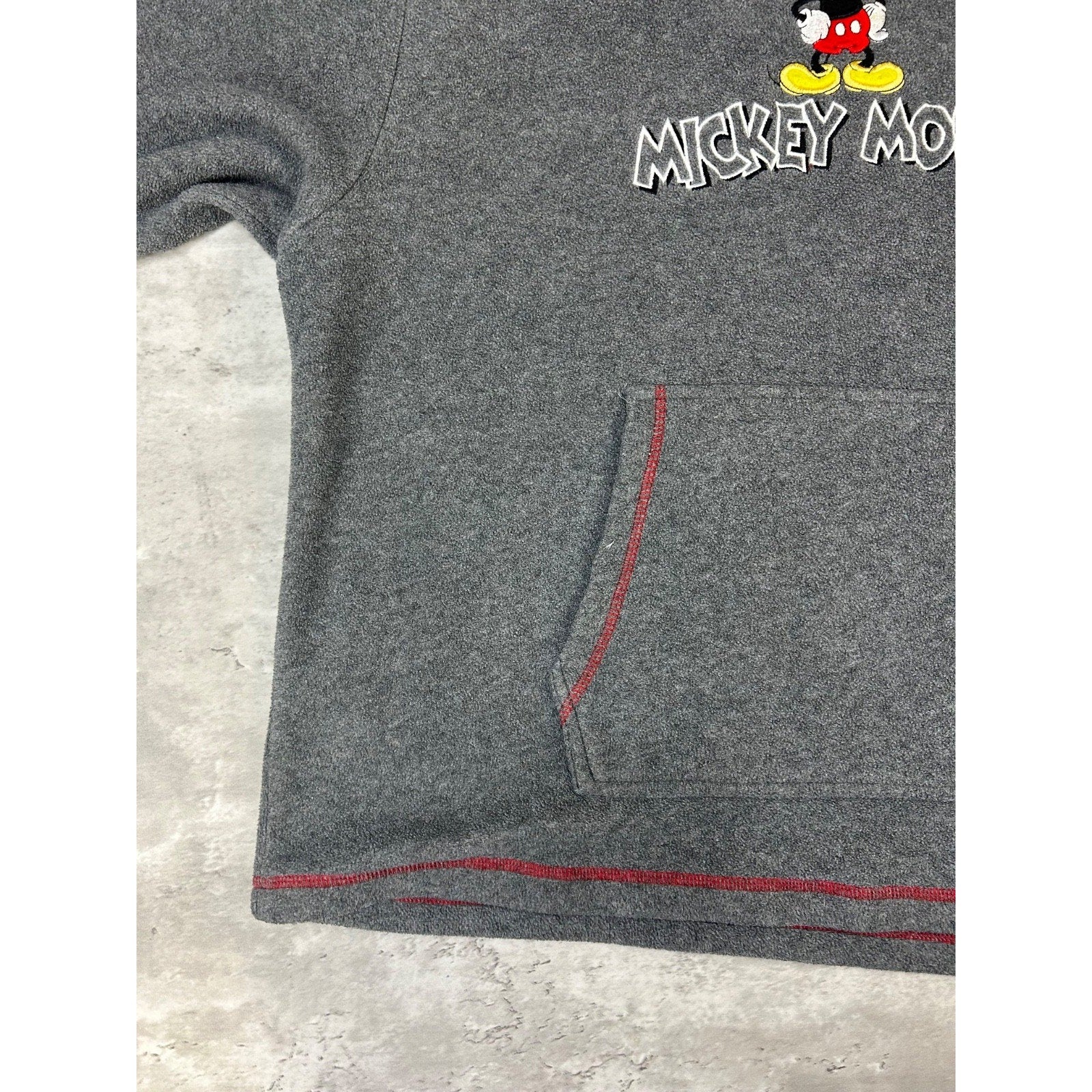 Vintage Disney Mickey Mouse Embroidered Fleece Hooded Sweatshirt Size XL