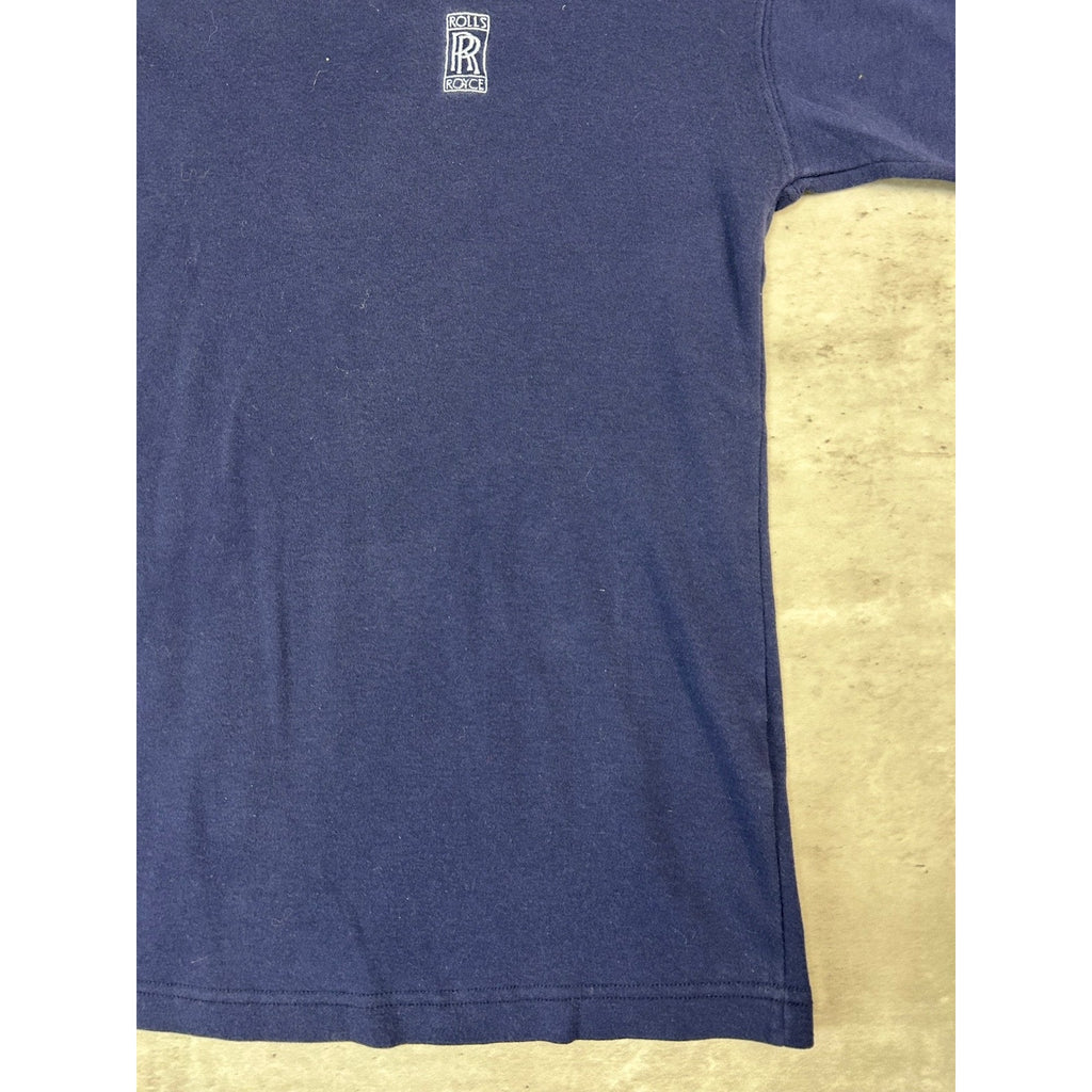 Vintage 90s Rolls Royce Embroidered Logo Mock Neck Long Sleeve T-Shirt Sz Small