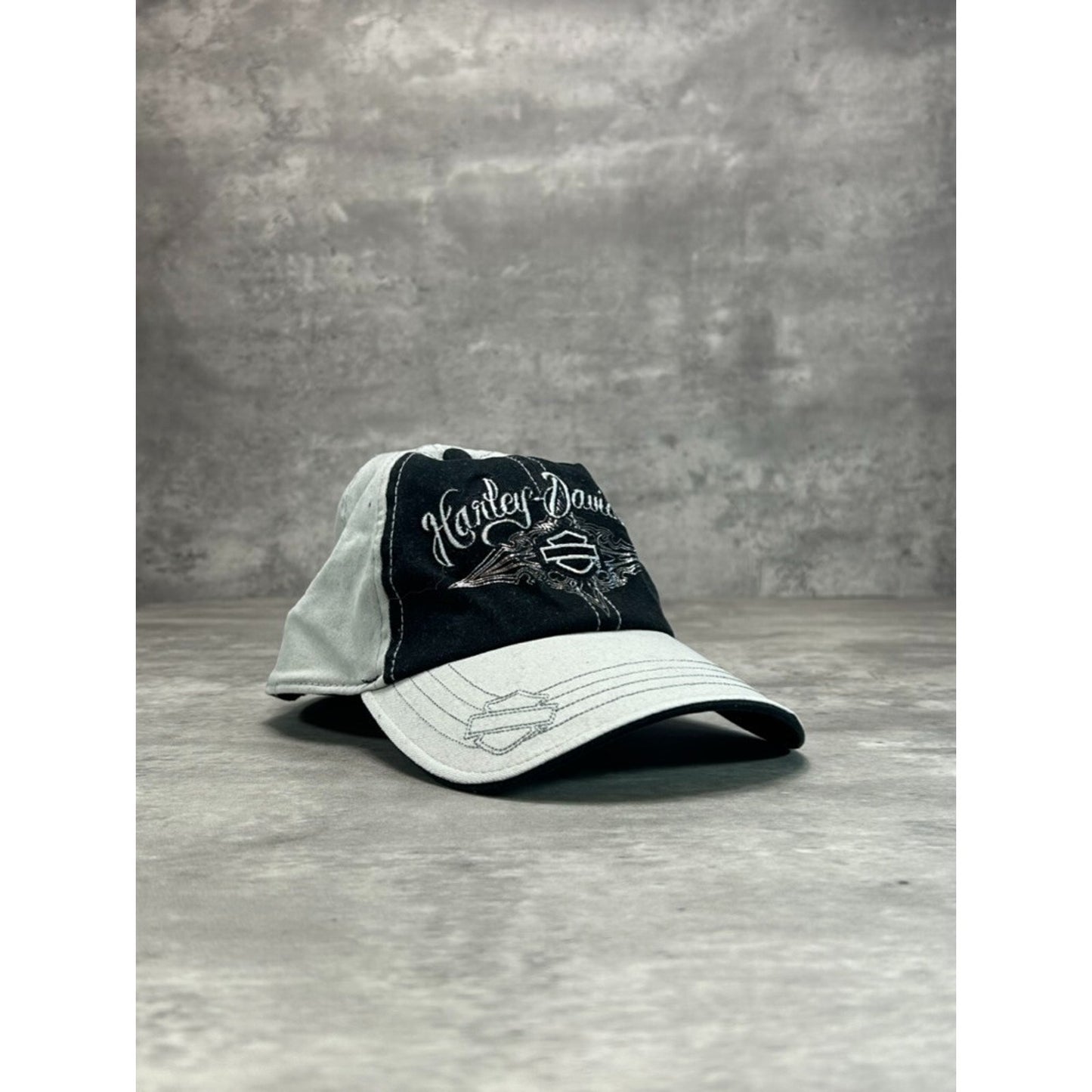 Vintage Y2K Harley Davidson Embroidered Spellout Fitted Hat OSFA