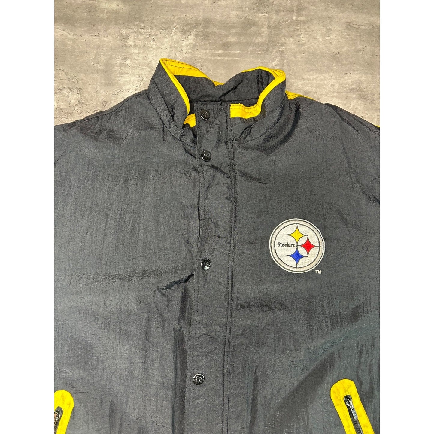 Vintage 90s Pittsburgh Steelers NFL Insulated Starter Split Back Jacket Size XL