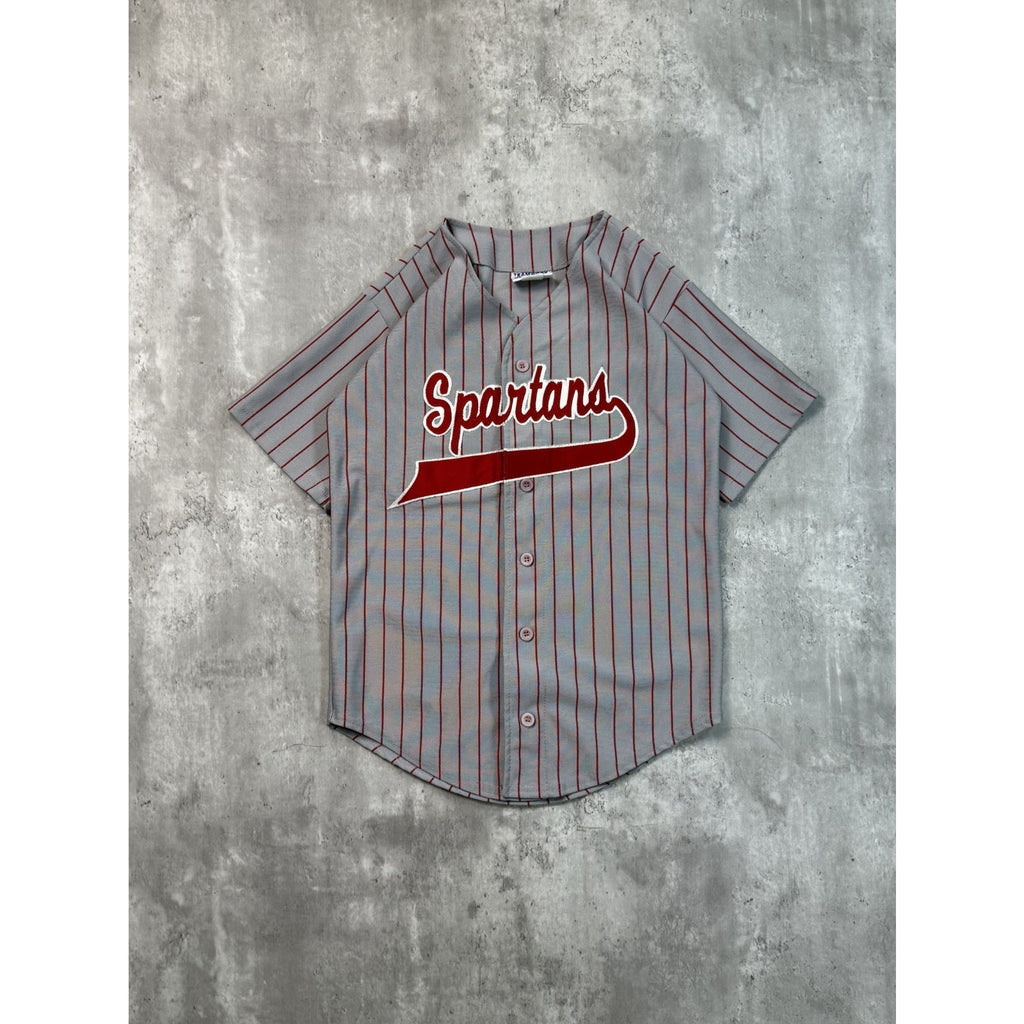 Vintage 80s/90s Spartans Pinstripe Stitched Baseball Jersey Size Small