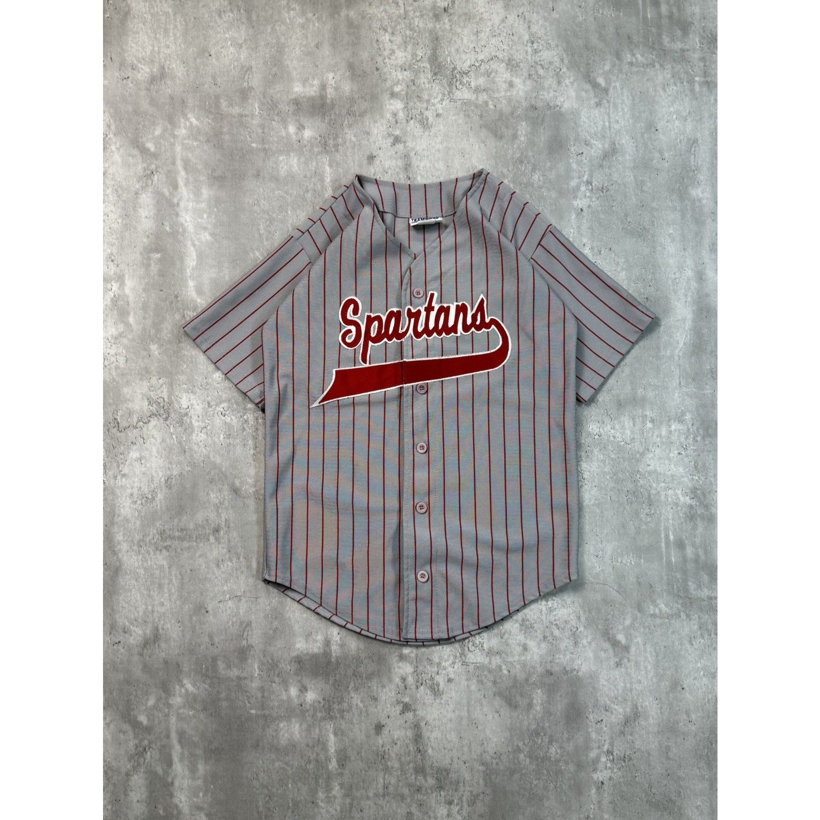 Vintage 80s/90s Spartans Pinstripe Stitched Baseball Jersey Size Small