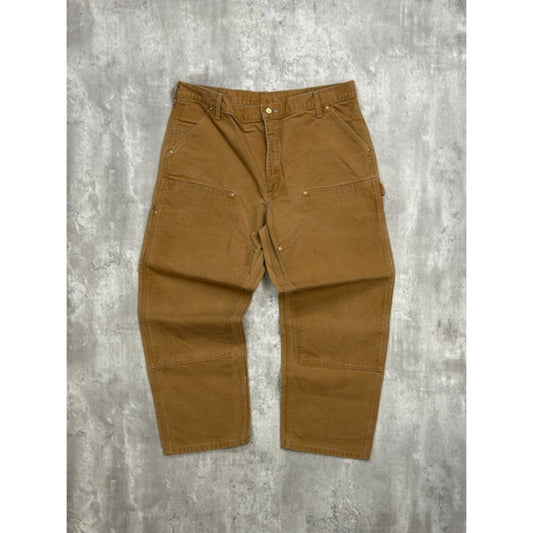 Vintage Carhartt Canvas Workwear Carpenter Double Knee Pants Size 38 Beige