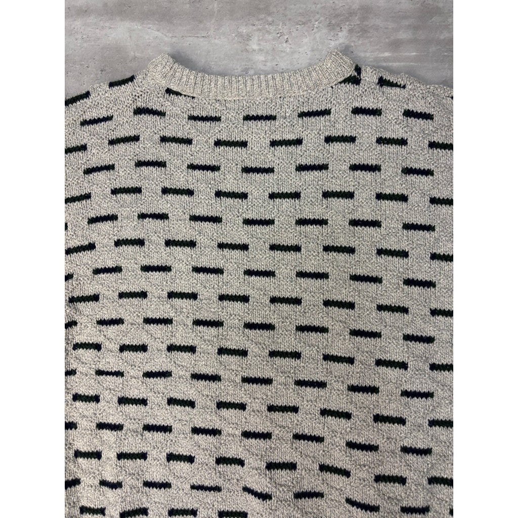 Vintage 90s Savile Row Abstract Pattern Textured Knit Sweater Size Large