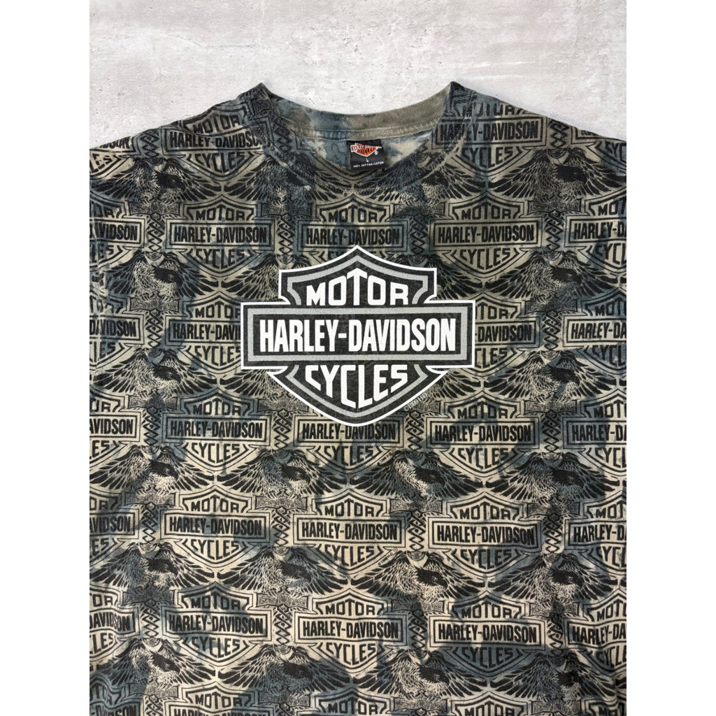 Vintage 1999 Harley Davidson Classic Logo All Over Print T-Shirt Size Large