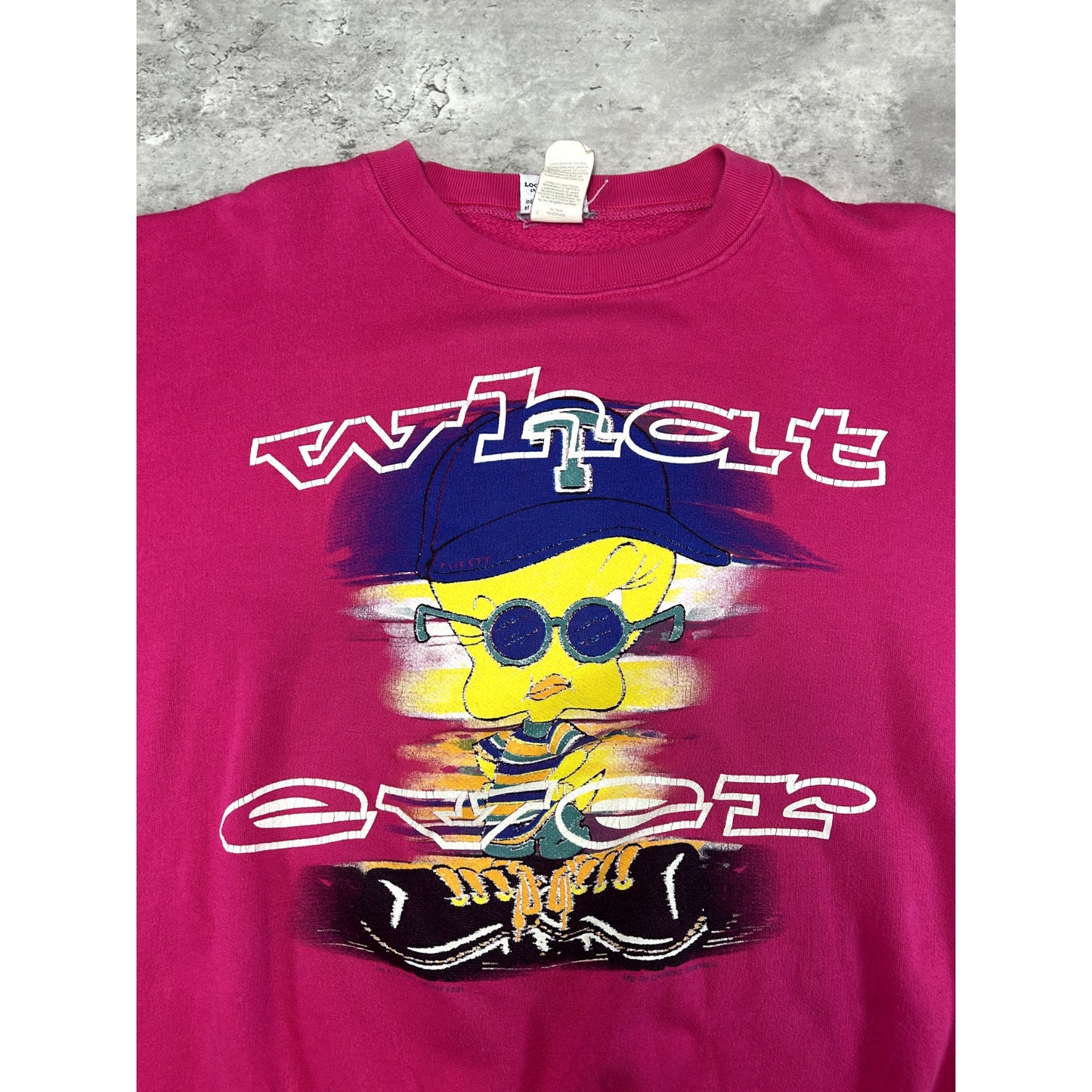 Vintage 1996 Looney Tunes Tweety Bird Whatever Cartoon Graphic Sweatshirt Sz XL