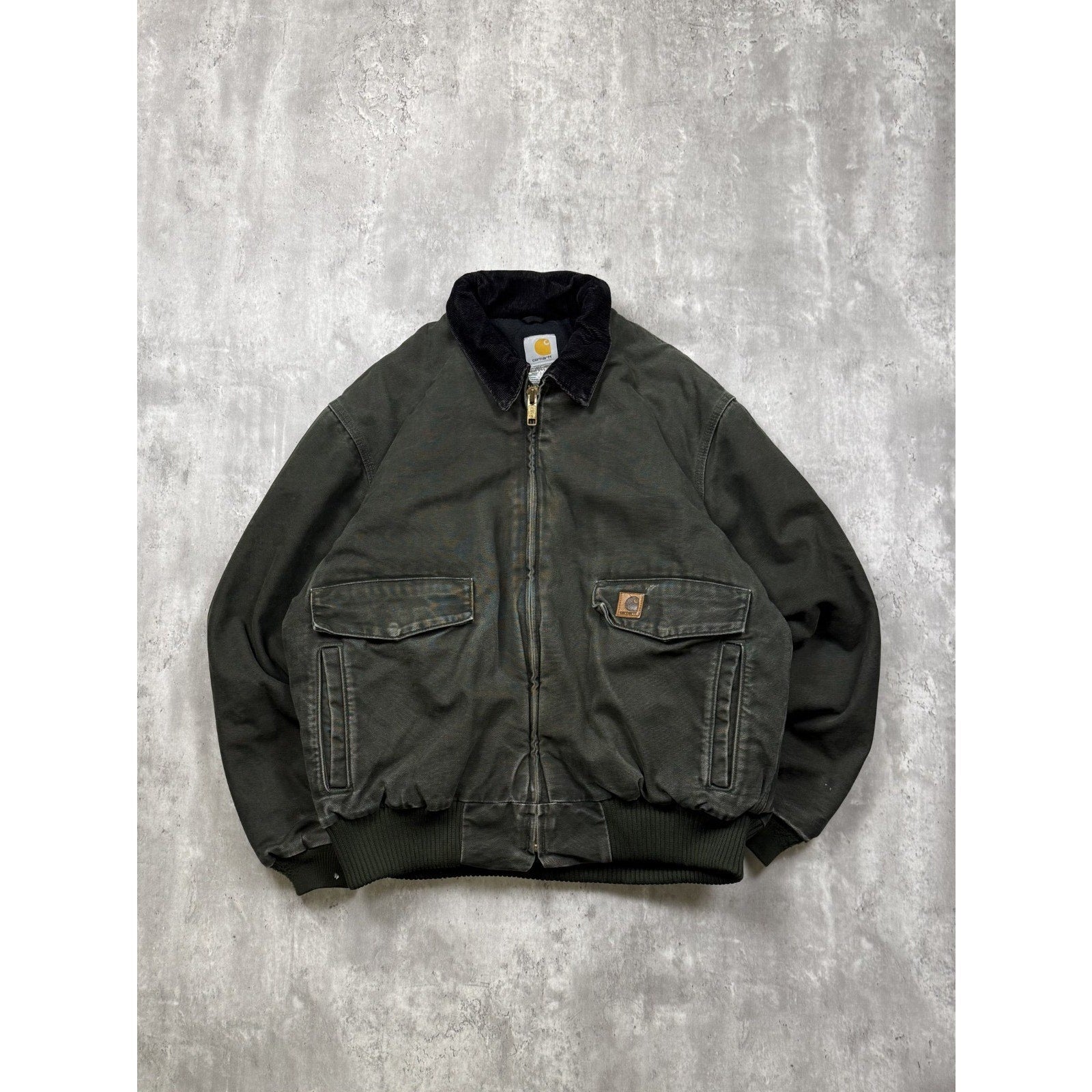 Vintage Carhartt Canvas Workwear Insulated Bomber Jacket Size XL J165 MOS