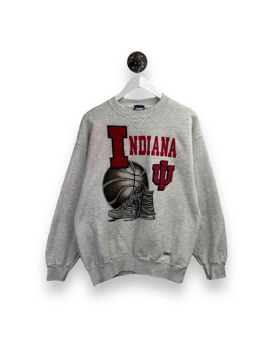 Vintage 90s Indiana Hosiers NCAA Basketball Graphic Sweatshirt Size Large Gray