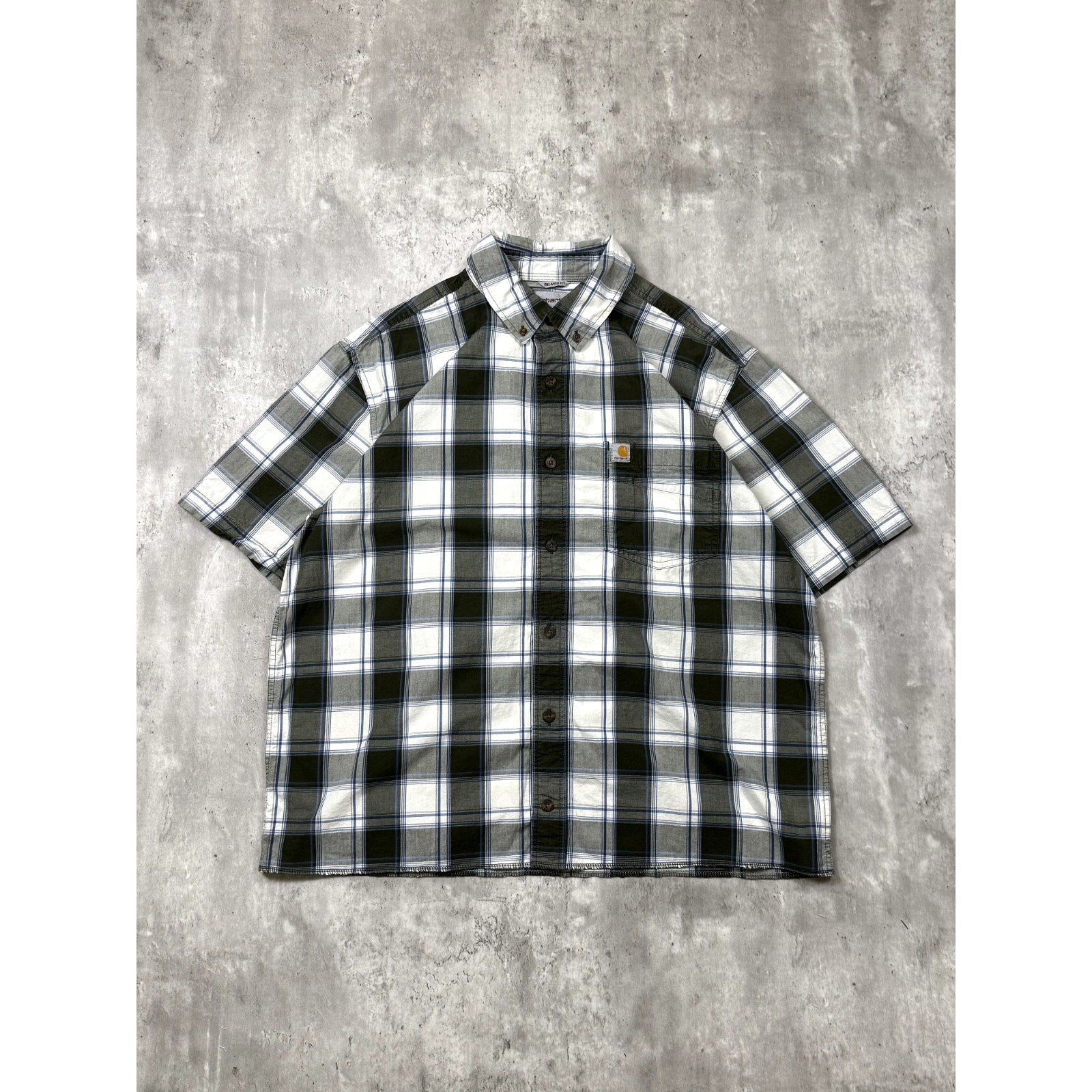 Vintage Carhartt Relaxed Fit Plaid Reworked Cropped Button Up Shirt Size Large