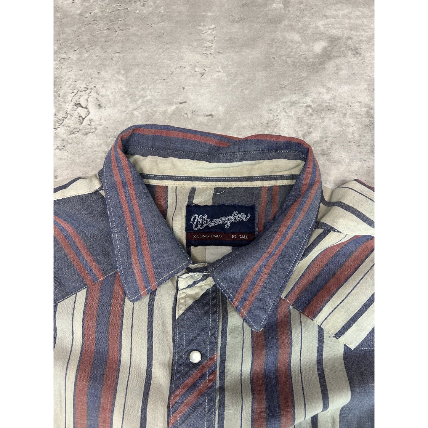Vintage 80s Wrangler Striped Pearl Snap Reworked Cropped Button Up Shirt Sz 2XL