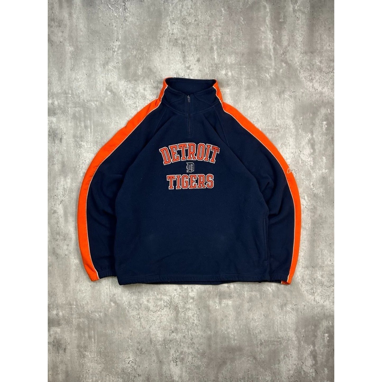 Vintage Detroit Tigers MLB Embroidered 1/4 Zip Fleece Sweatshirt Size XL