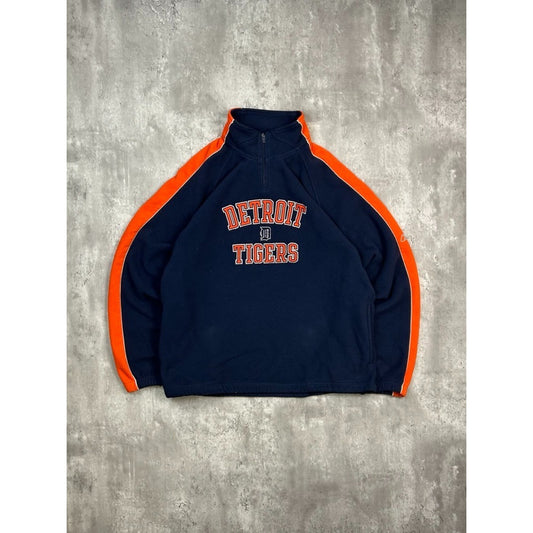Vintage Detroit Tigers MLB Embroidered 1/4 Zip Fleece Sweatshirt Size XL